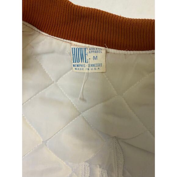 VTG Lady Longhorns Satin Bomber Jacket size Medium Burnt Orange Made in USA Howe - Picture 7 of 7